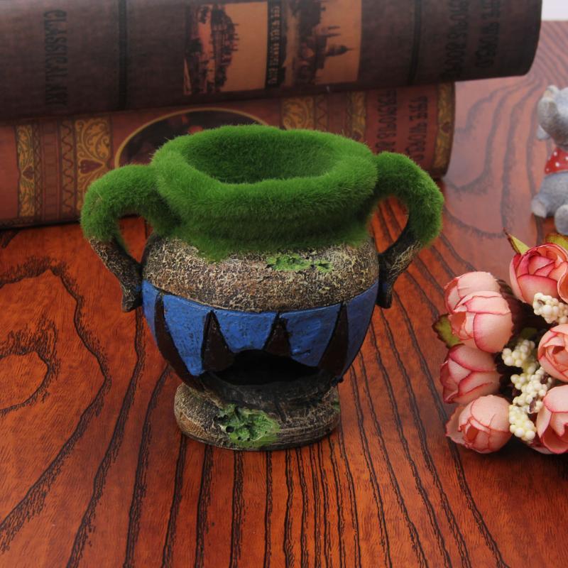 1pc Resin Vase with Moss Aquar - Aquarium Fish Tank Price ulasan dan harga
