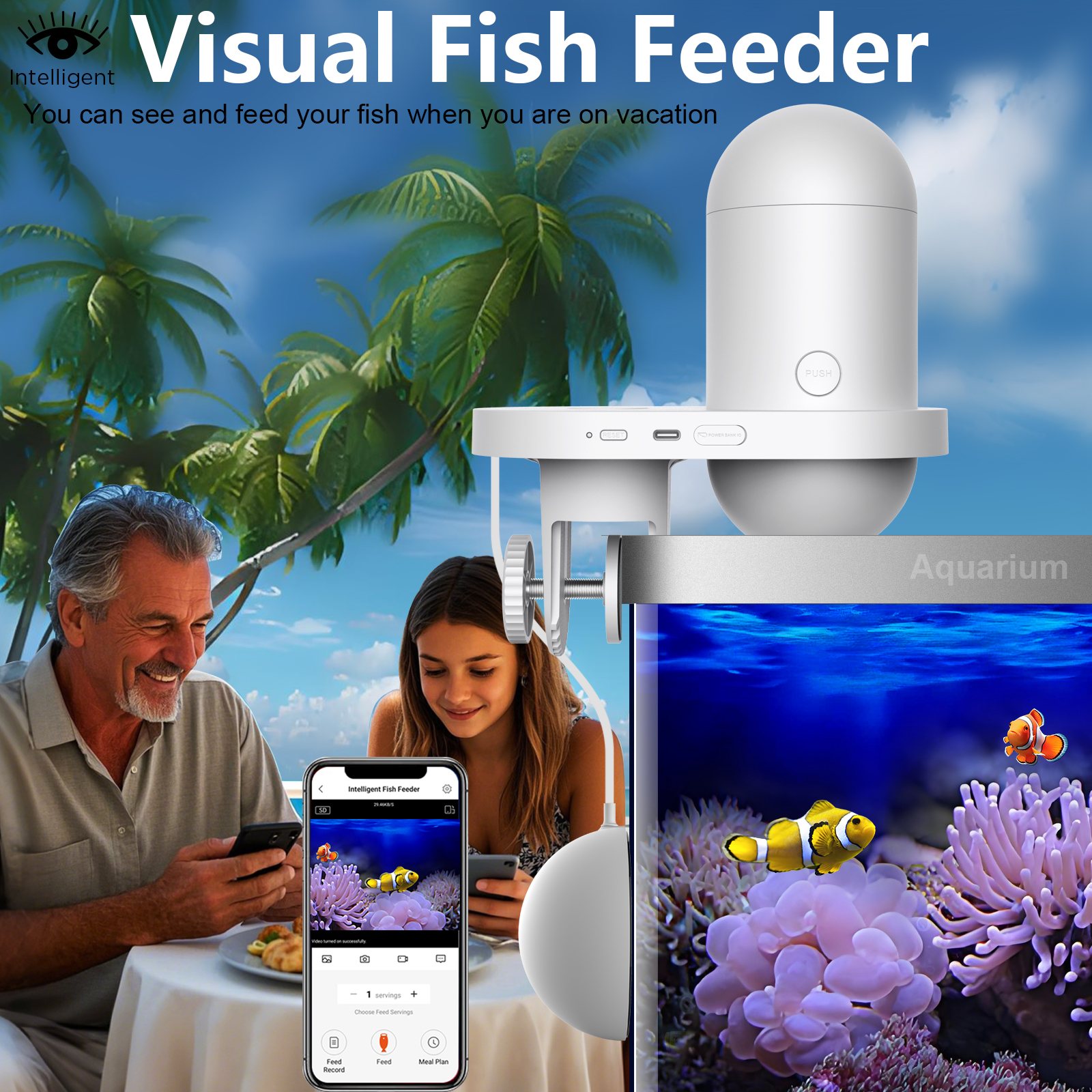 Automatic Fish Feeder With Cam - Aquarium Fish Auto Feeder ulasan dan harga